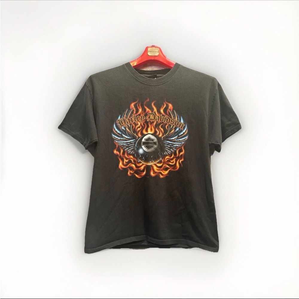 Harley-Davidson Black Tee Neidengard Flaming 8 Ball size L